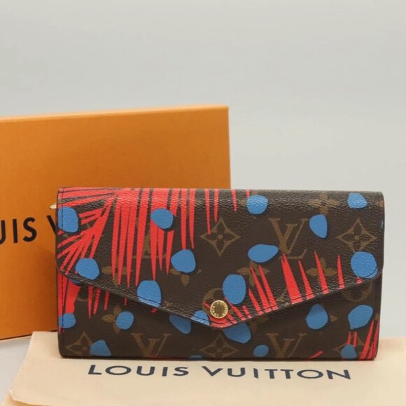 LOUIS VUITTON Monogram Jungle Dot Portefeuille Sarah Wallet M41381 Auth 119252V - Picture 1 of 16